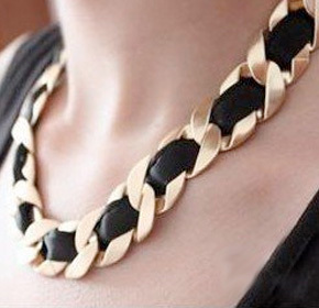 $25.00 for an 18k Plated Platinum Vintage Black and Gold Necklace from Allure Couture Jewelry...