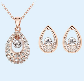 $24.00 for an 18k Plated Rose Gold Necklace and Earring Set with Swarovski Elements Crystal from...